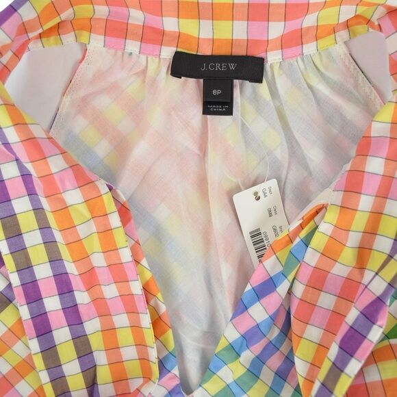J. Crew Tie-Neck Dress in Rainbow Gingham Size - Picture 4 of 6